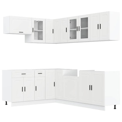 11 Piece Kitchen Cabinet Set "Porto" Engineered Wood White