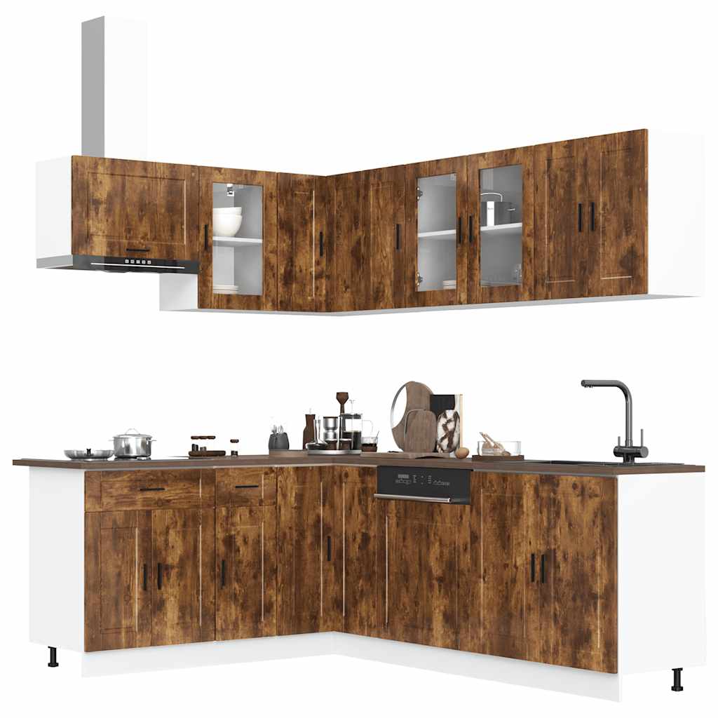 11 Piece Kitchen Cabinet Set "Porto" Engineered Wood Smoked oak