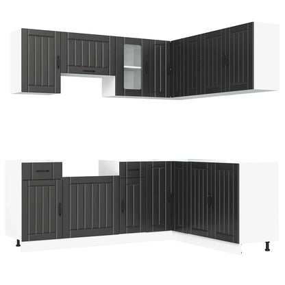 11 Piece Kitchen Cabinet Set "Lucca" Engineered Wood Black
