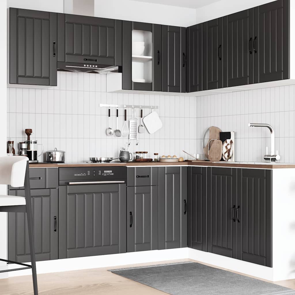 11 Piece Kitchen Cabinet Set "Lucca" Engineered Wood Black