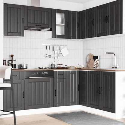 11 Piece Kitchen Cabinet Set "Lucca" Engineered Wood Black