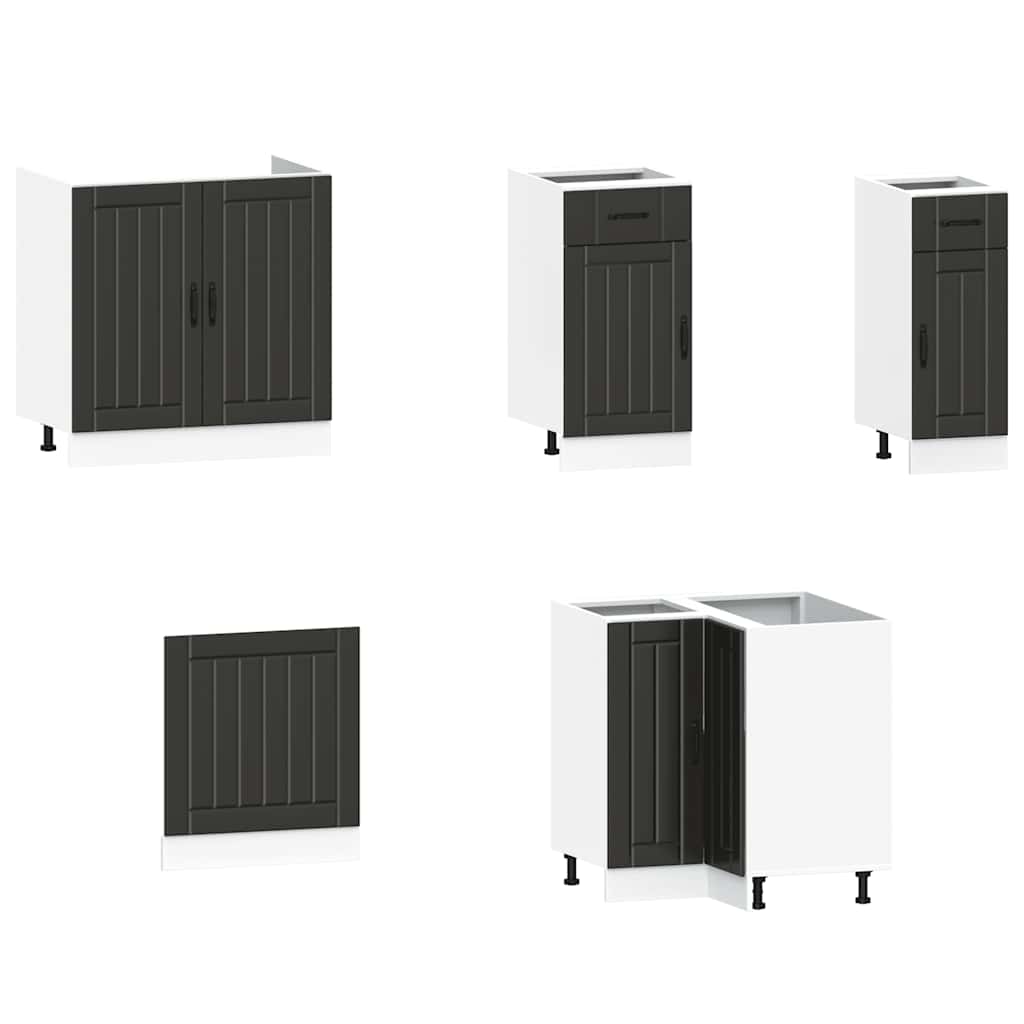 11 Piece Kitchen Cabinet Set "Lucca" Engineered Wood Black