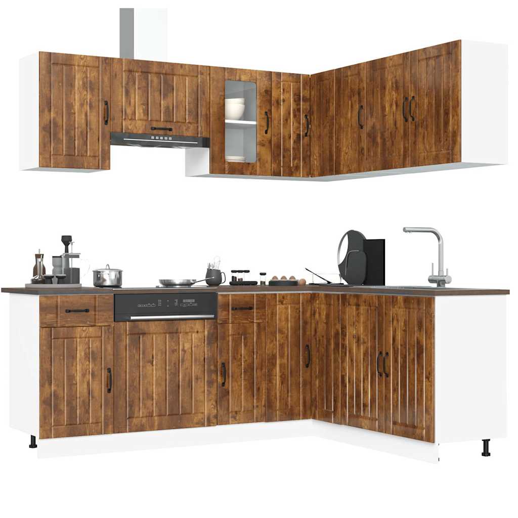 11 Piece Kitchen Cabinet Set "Lucca" Engineered Wood Smoked oak