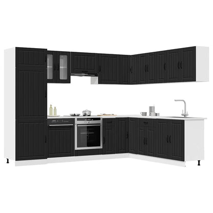 14 Piece Kitchen Cabinet Set "Lucca" Engineered Wood Black