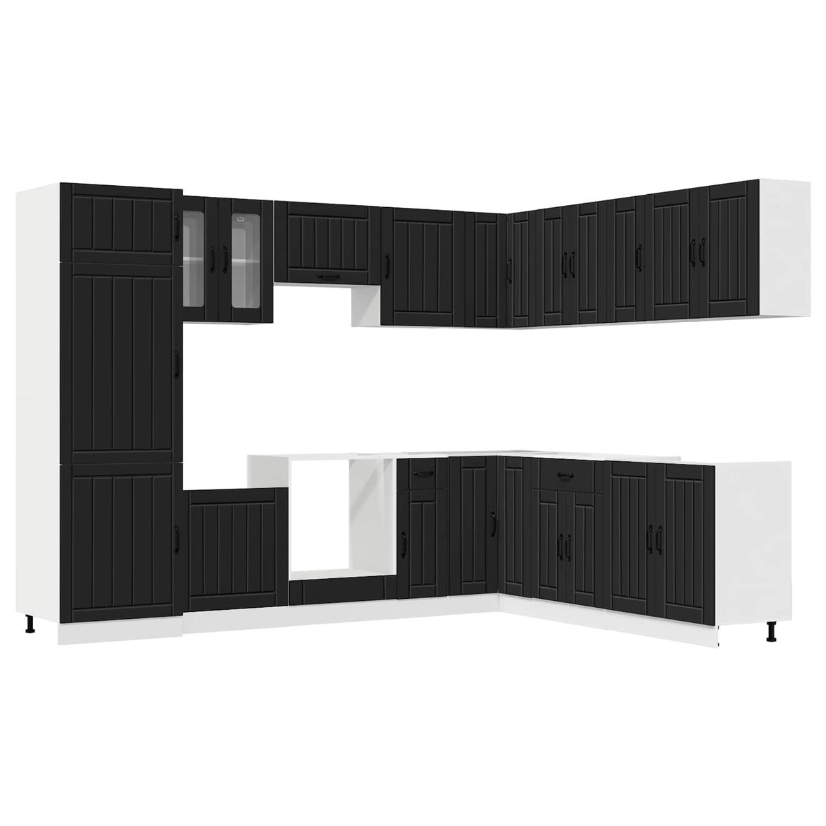 14 Piece Kitchen Cabinet Set "Lucca" Engineered Wood Black