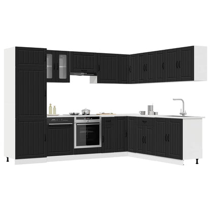 14 Piece Kitchen Cabinet Set "Lucca" Engineered Wood Black