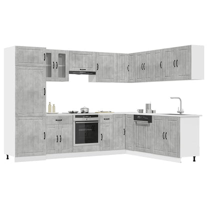 14 Piece Kitchen Cabinet Set "Lucca" Engineered Wood Concrete grey