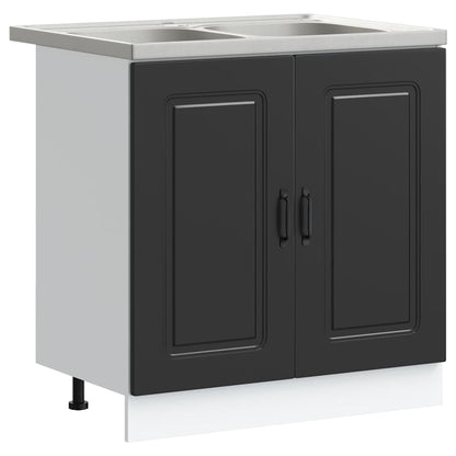 vidaXL Kitchen Cabinet Kalmar Black 80 x 46 x 81.5 cm Engineered Wood 2