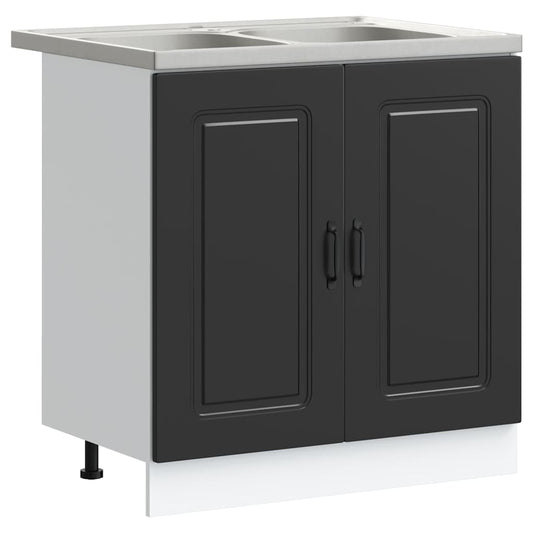 vidaXL Kitchen Cabinet Kalmar Black 80 x 46 x 81.5 cm Engineered Wood 2