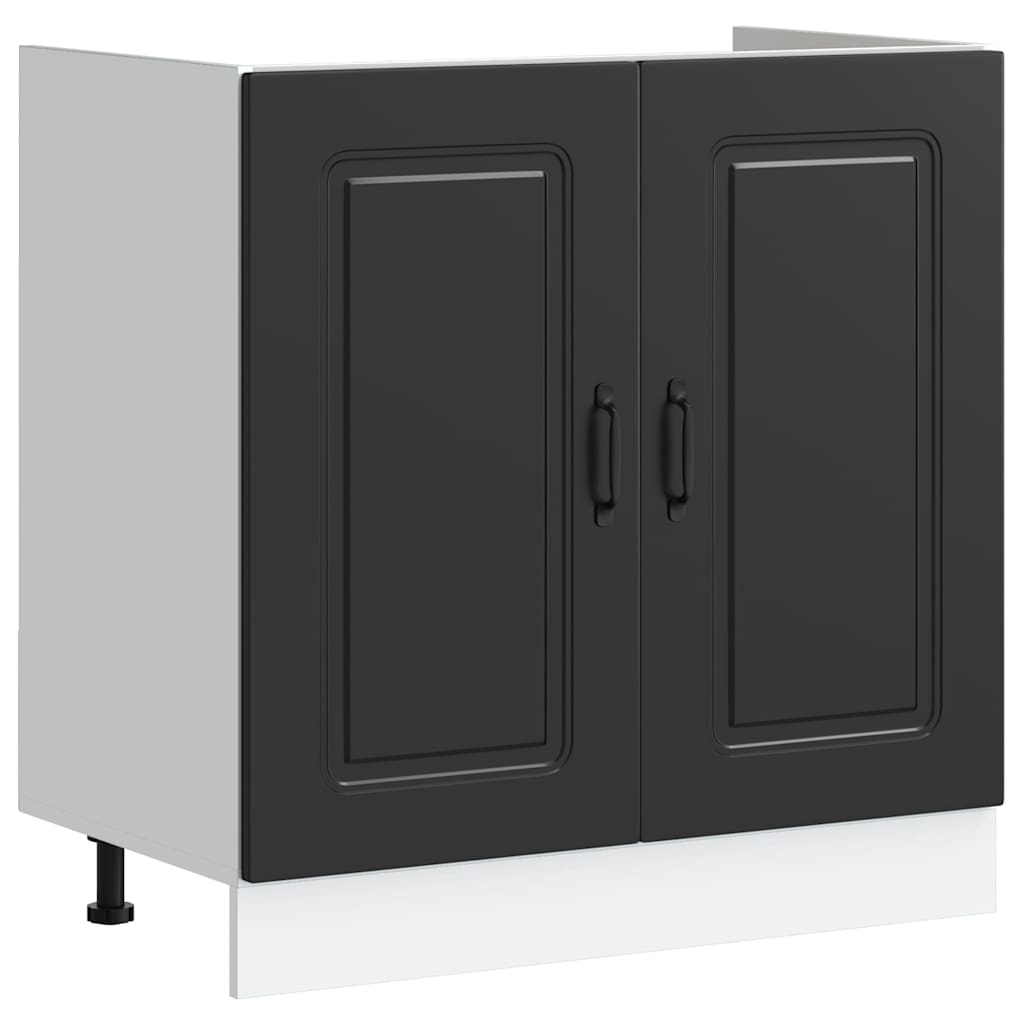 vidaXL Kitchen Cabinet Kalmar Black 80 x 46 x 81.5 cm Engineered Wood 4