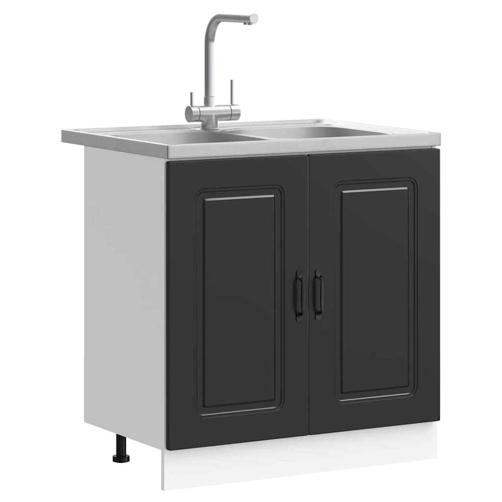 vidaXL Kitchen Cabinet Kalmar Black 80 x 46 x 81.5 cm Engineered Wood 3
