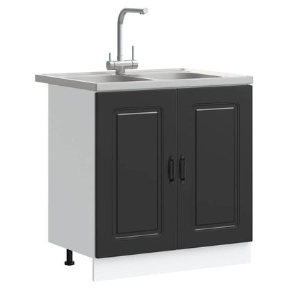 vidaXL Kitchen Cabinet Kalmar Black 80 x 46 x 81.5 cm Engineered Wood 3