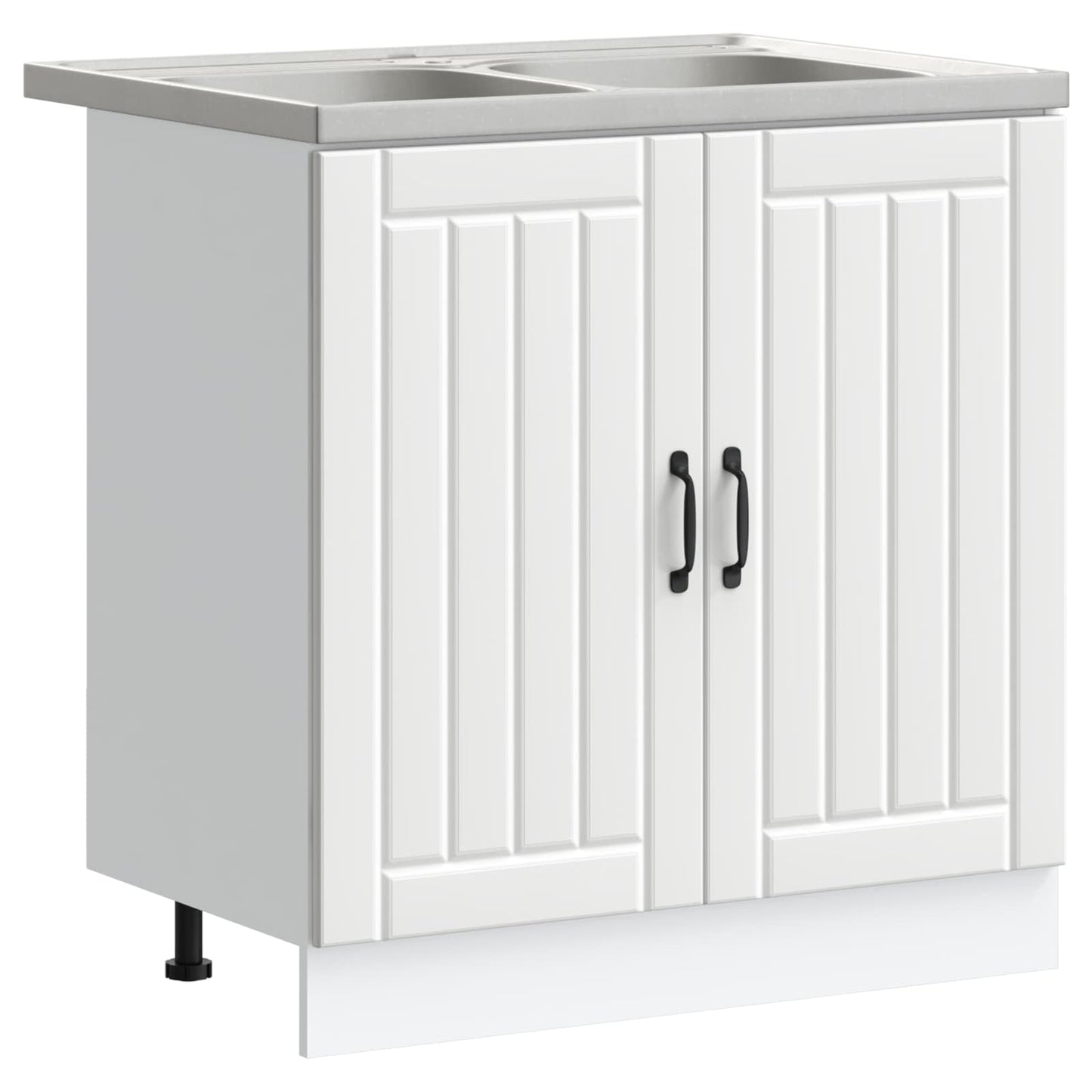 vidaXL Sink Base Cabinet Lucca 2 pcs White Engineered Wood 2