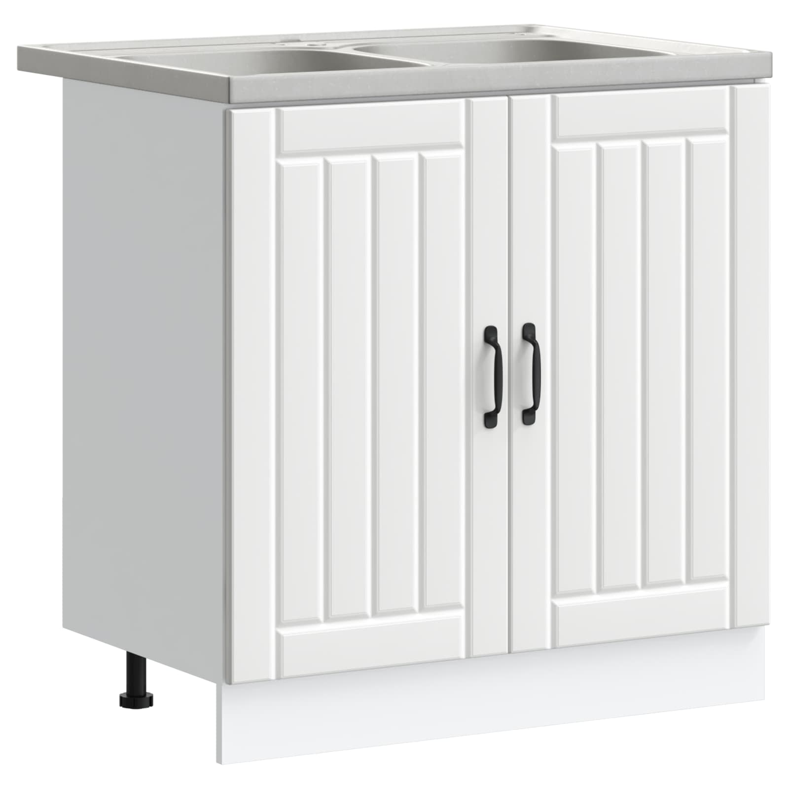 vidaXL Sink Base Cabinet Lucca 2 pcs White Engineered Wood 2