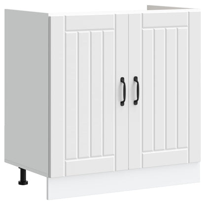vidaXL Sink Base Cabinet Lucca 2 pcs White Engineered Wood 4