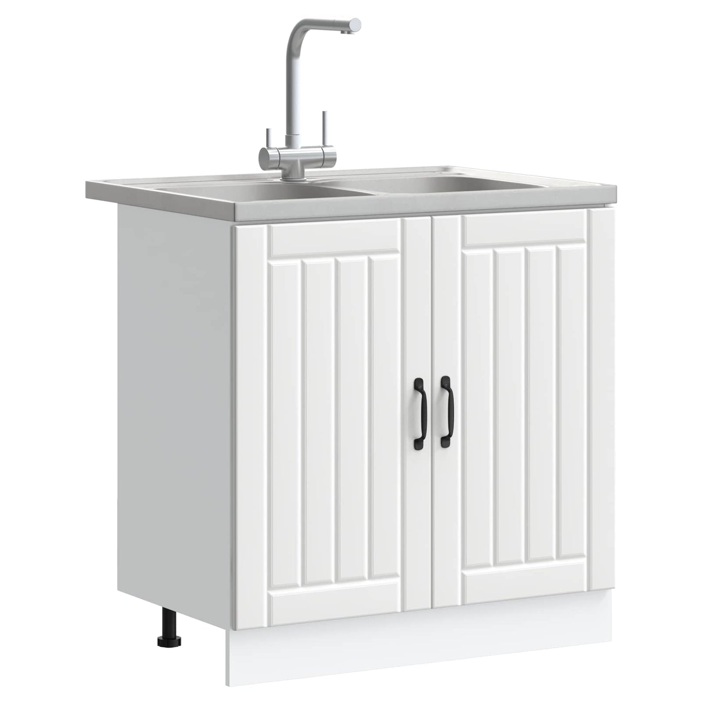 vidaXL Sink Base Cabinet Lucca 2 pcs White Engineered Wood 3