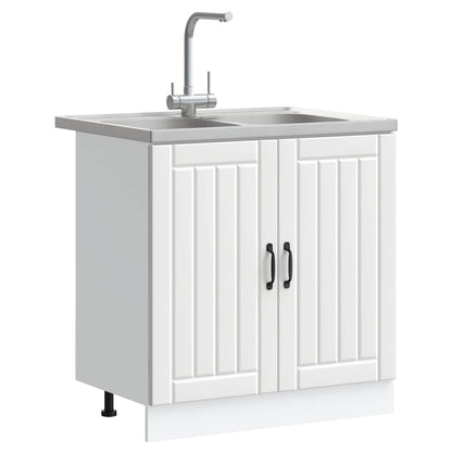 vidaXL Sink Base Cabinet Lucca 2 pcs White Engineered Wood 3