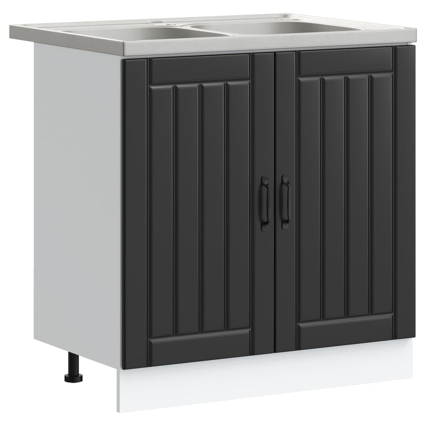 vidaXL Sink Base Cabinet Lucca 2 pcs Black Engineered Wood 2