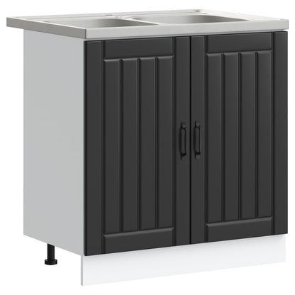 vidaXL Sink Base Cabinet Lucca 2 pcs Black Engineered Wood 2
