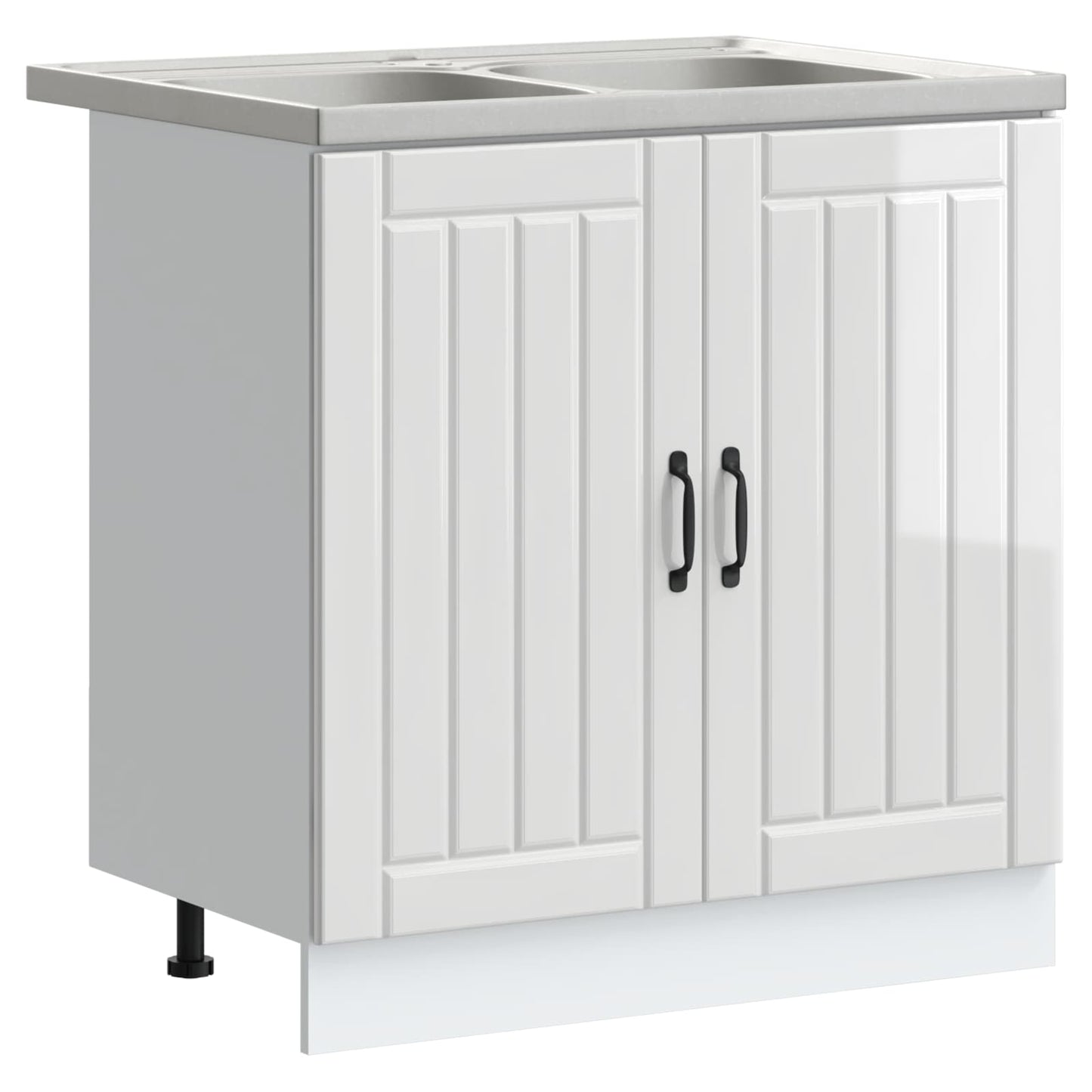 vidaXL Sink Base Cabinet Lucca 2 pcs High Gloss White Engineered Wood 2