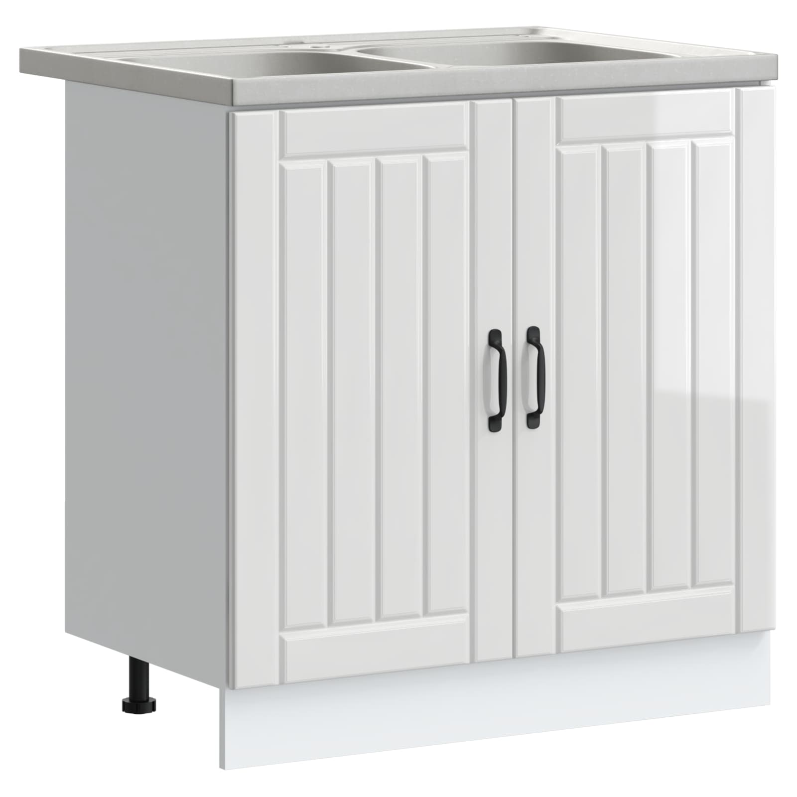 vidaXL Sink Base Cabinet Lucca 2 pcs High Gloss White Engineered Wood 2