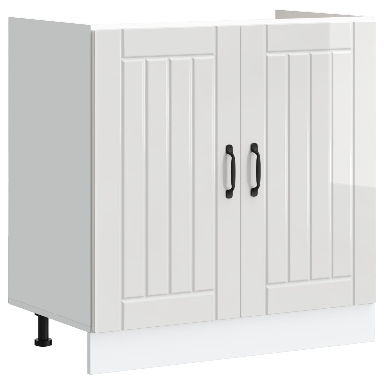 vidaXL Sink Base Cabinet Lucca 2 pcs High Gloss White Engineered Wood 4