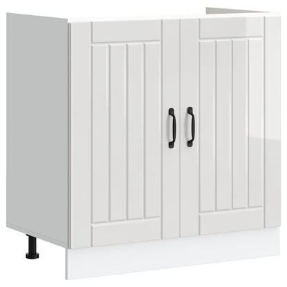 vidaXL Sink Base Cabinet Lucca 2 pcs High Gloss White Engineered Wood 4