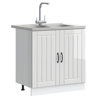 vidaXL Sink Base Cabinet Lucca 2 pcs High Gloss White Engineered Wood 3