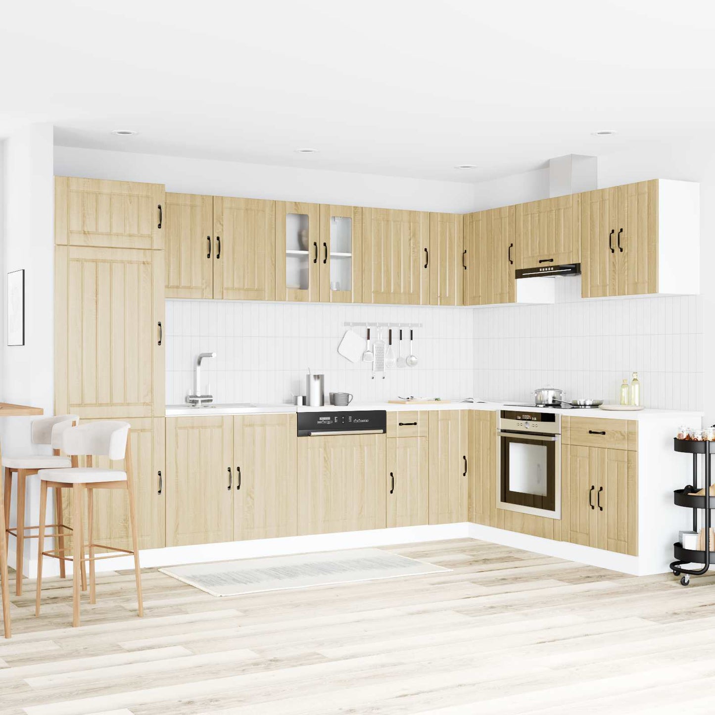 vidaXL Sink Base Cabinet Lucca 2 pcs Sonoma Oak Engineered Wood 1