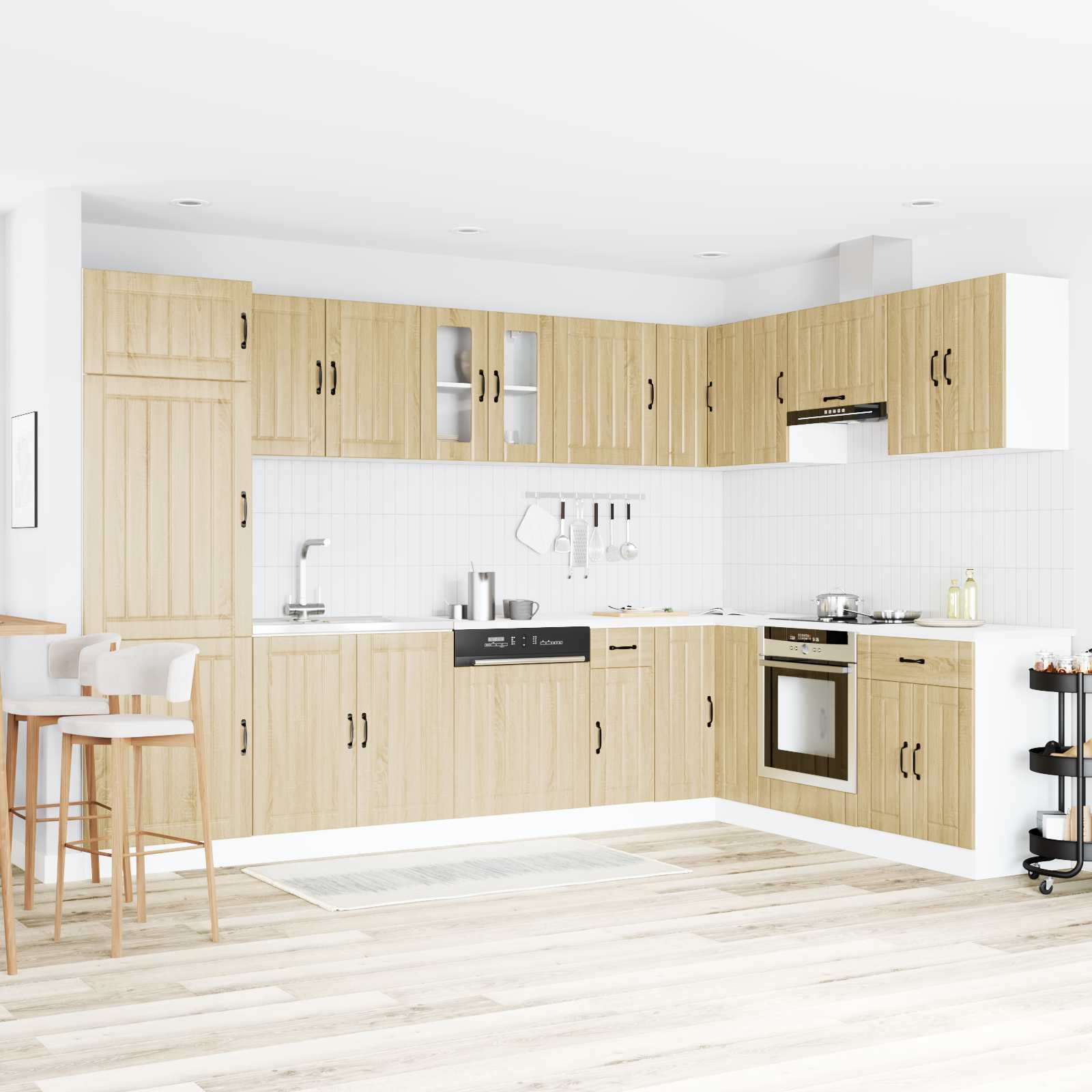 vidaXL Sink Base Cabinet Lucca 2 pcs Sonoma Oak Engineered Wood 1