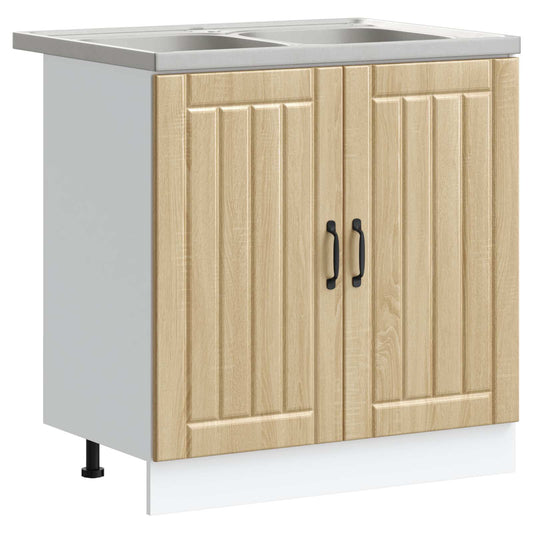 vidaXL Sink Base Cabinet Lucca 2 pcs Sonoma Oak Engineered Wood 2