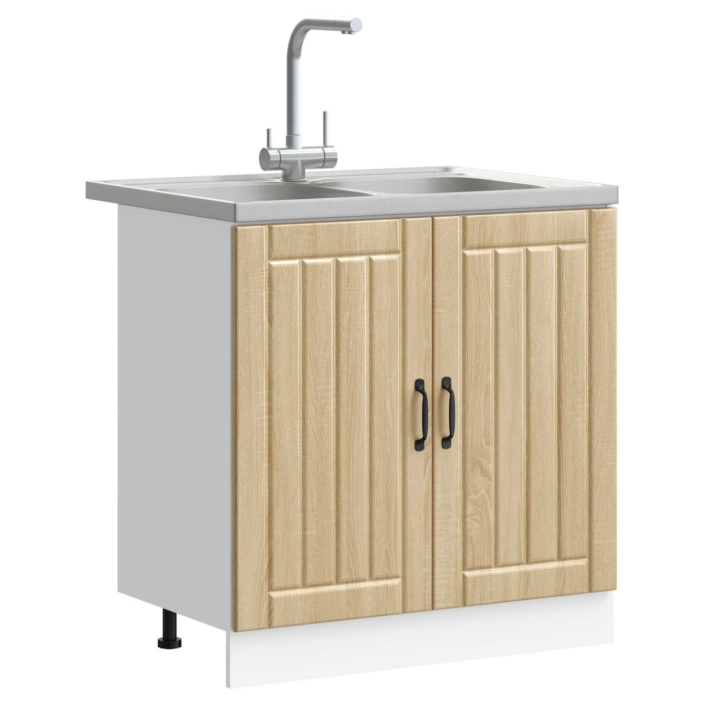 vidaXL Sink Base Cabinet Lucca 2 pcs Sonoma Oak Engineered Wood 3