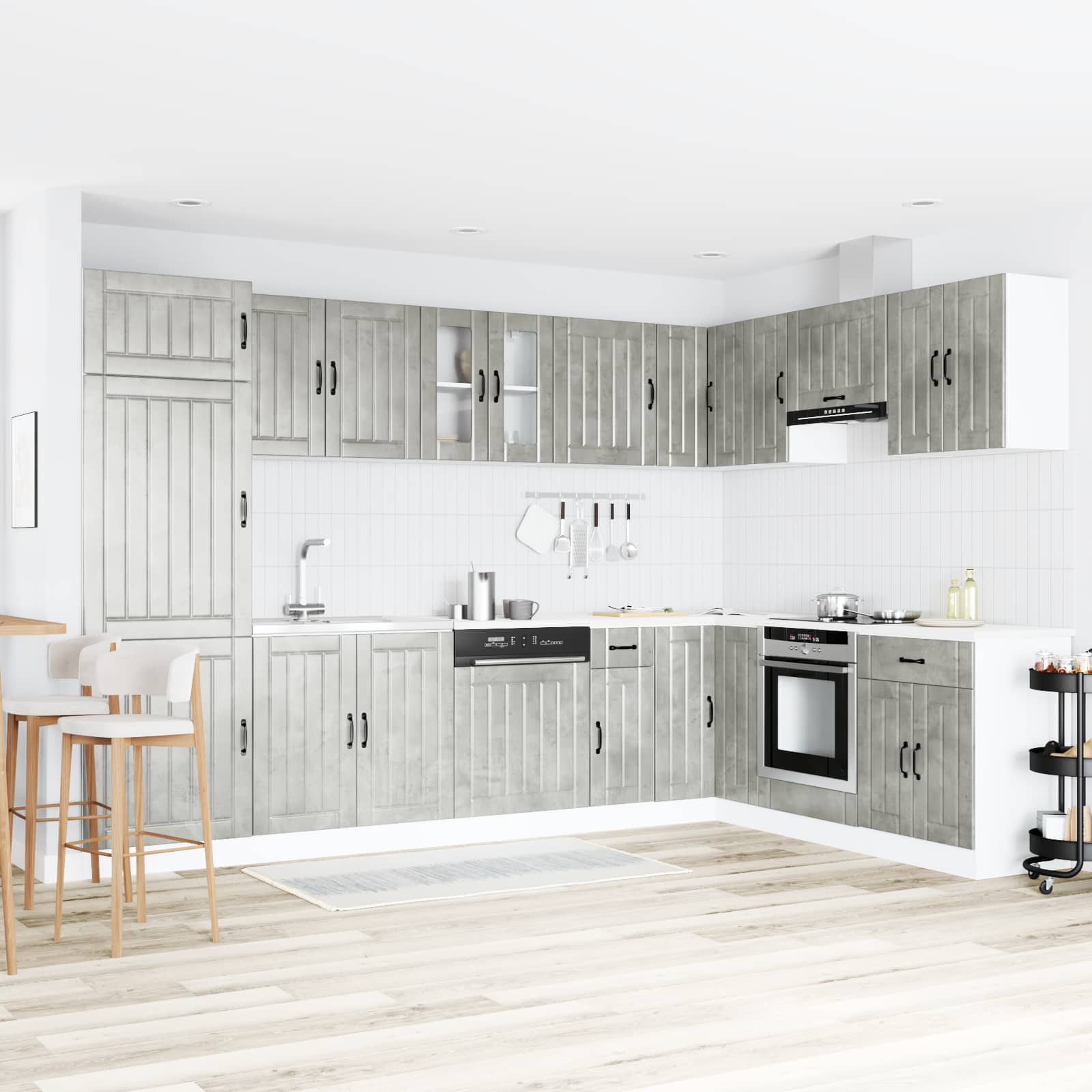 vidaXL Sink Base Cabinet Lucca 2 pcs Concrete Grey Engineered Wood 1