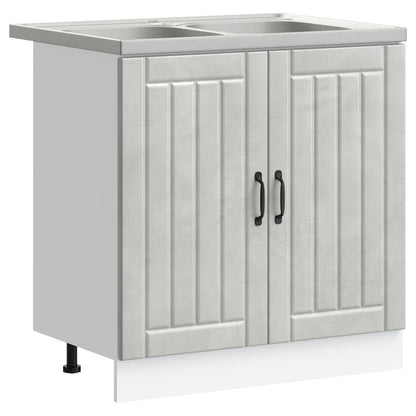 vidaXL Sink Base Cabinet Lucca 2 pcs Concrete Grey Engineered Wood 2