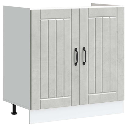 vidaXL Sink Base Cabinet Lucca 2 pcs Concrete Grey Engineered Wood 4