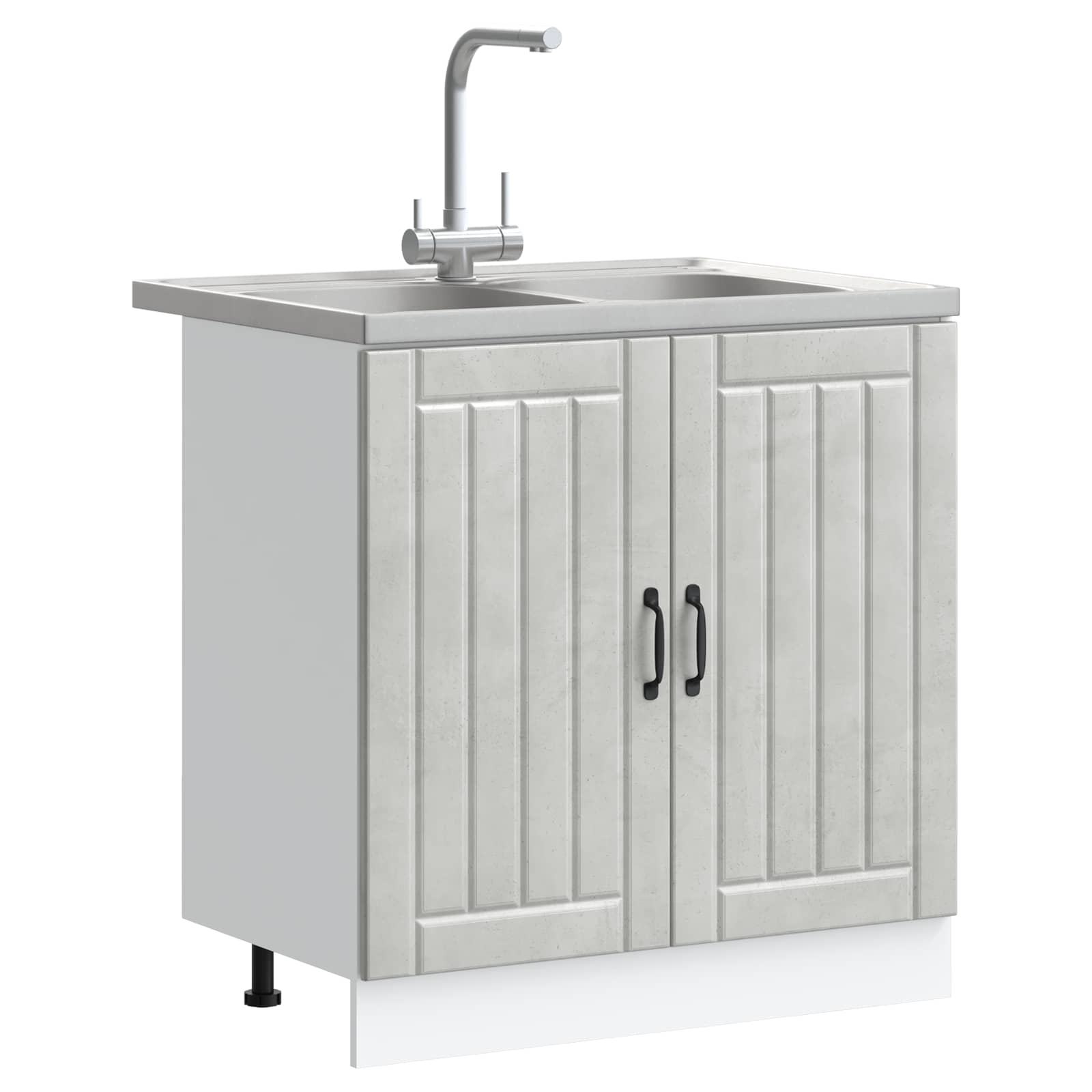 vidaXL Sink Base Cabinet Lucca 2 pcs Concrete Grey Engineered Wood 3