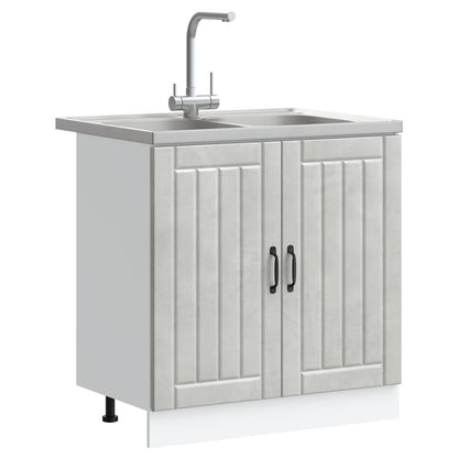 vidaXL Sink Base Cabinet Lucca 2 pcs Concrete Grey Engineered Wood 3