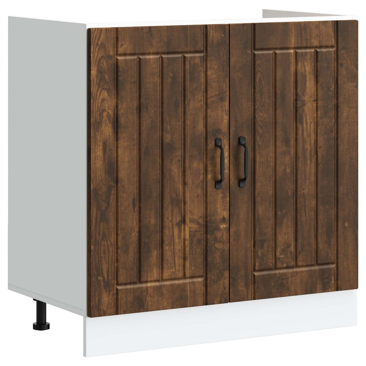 vidaXL Sink Base Cabinet Lucca 2 pcs Smoked Oak Engineered Wood 4