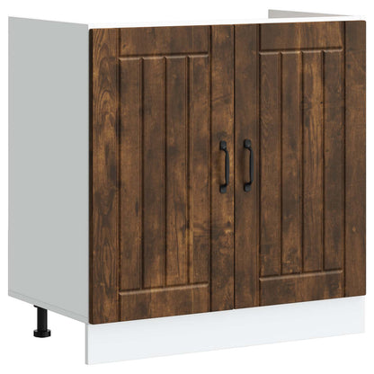 vidaXL Sink Base Cabinet Lucca 2 pcs Smoked Oak Engineered Wood 4