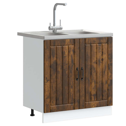 vidaXL Sink Base Cabinet Lucca 2 pcs Smoked Oak Engineered Wood 3