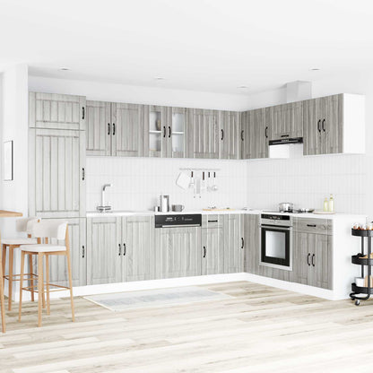 vidaXL Sink Base Cabinet Lucca 2 pcs Grey Sonoma Engineered Wood 1