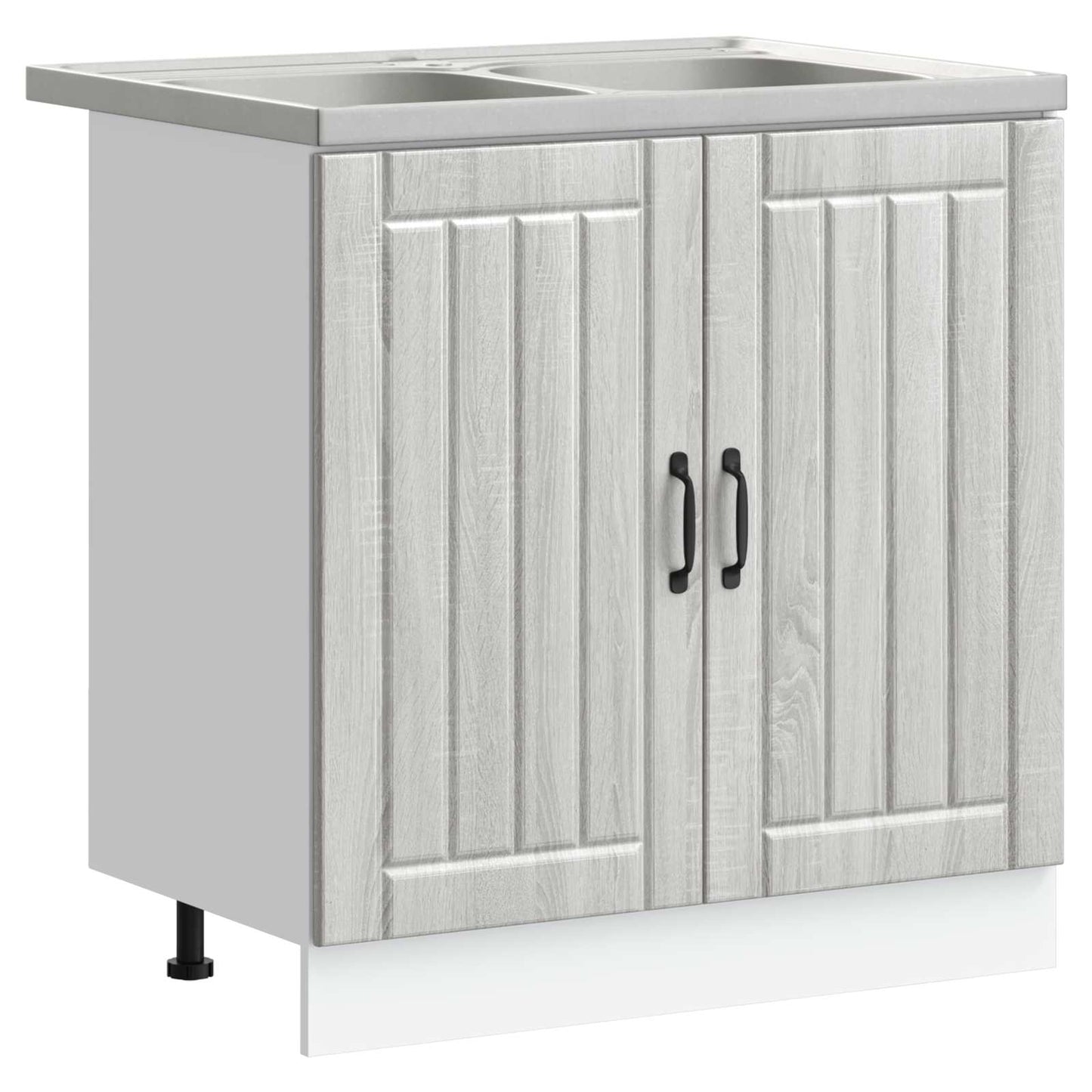 vidaXL Sink Base Cabinet Lucca 2 pcs Grey Sonoma Engineered Wood 2