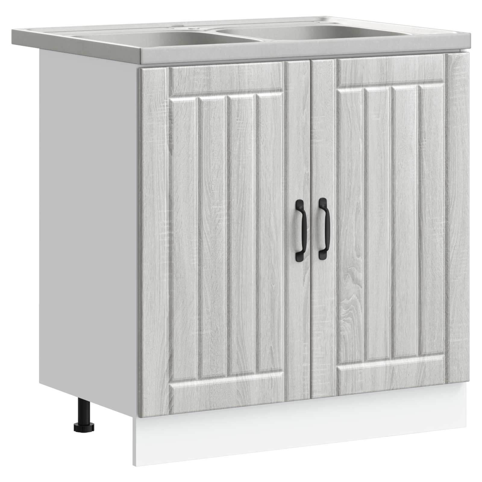 vidaXL Sink Base Cabinet Lucca 2 pcs Grey Sonoma Engineered Wood 2