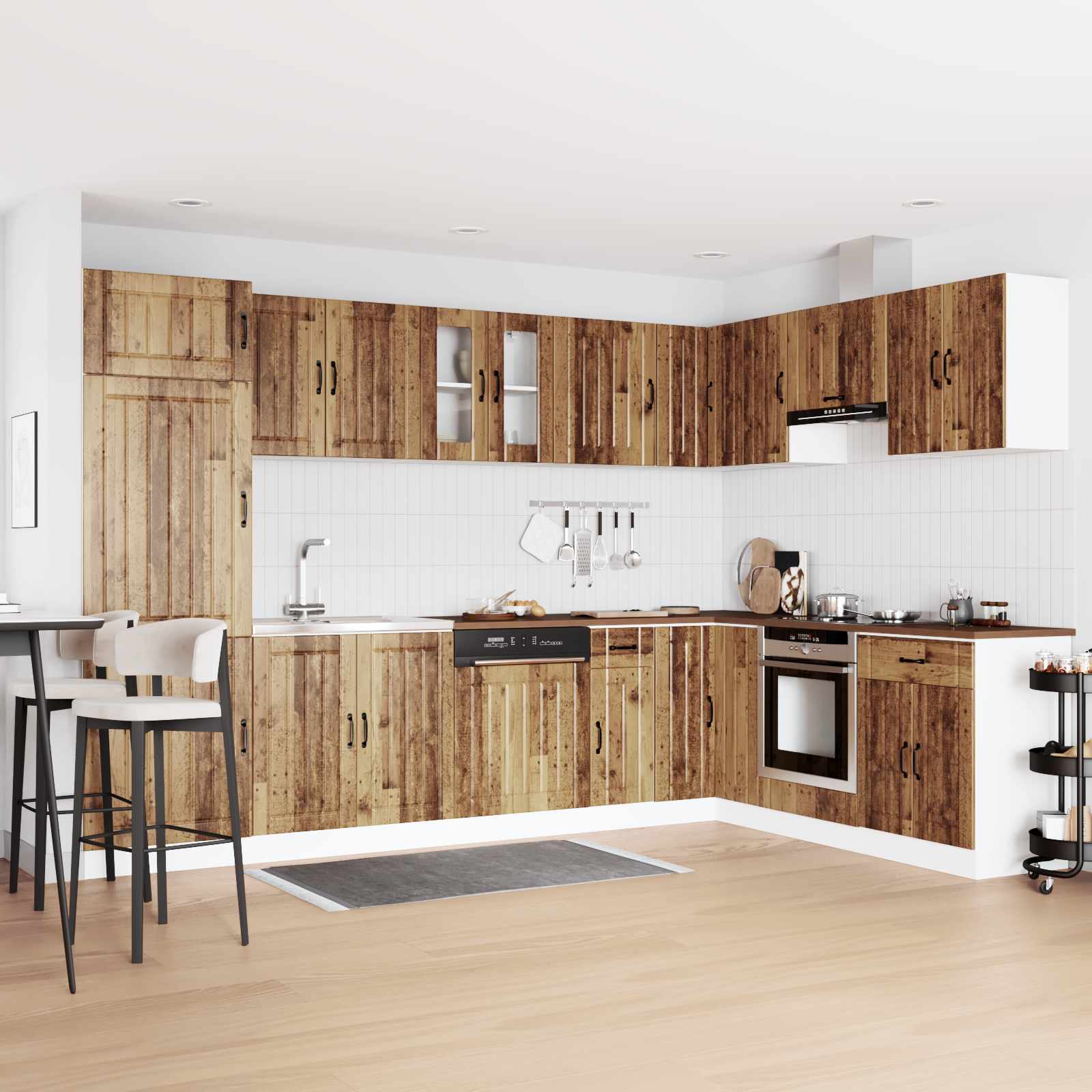 vidaXL Sink Base Cabinet Lucca 2 pcs Old Wood Engineered Wood 1