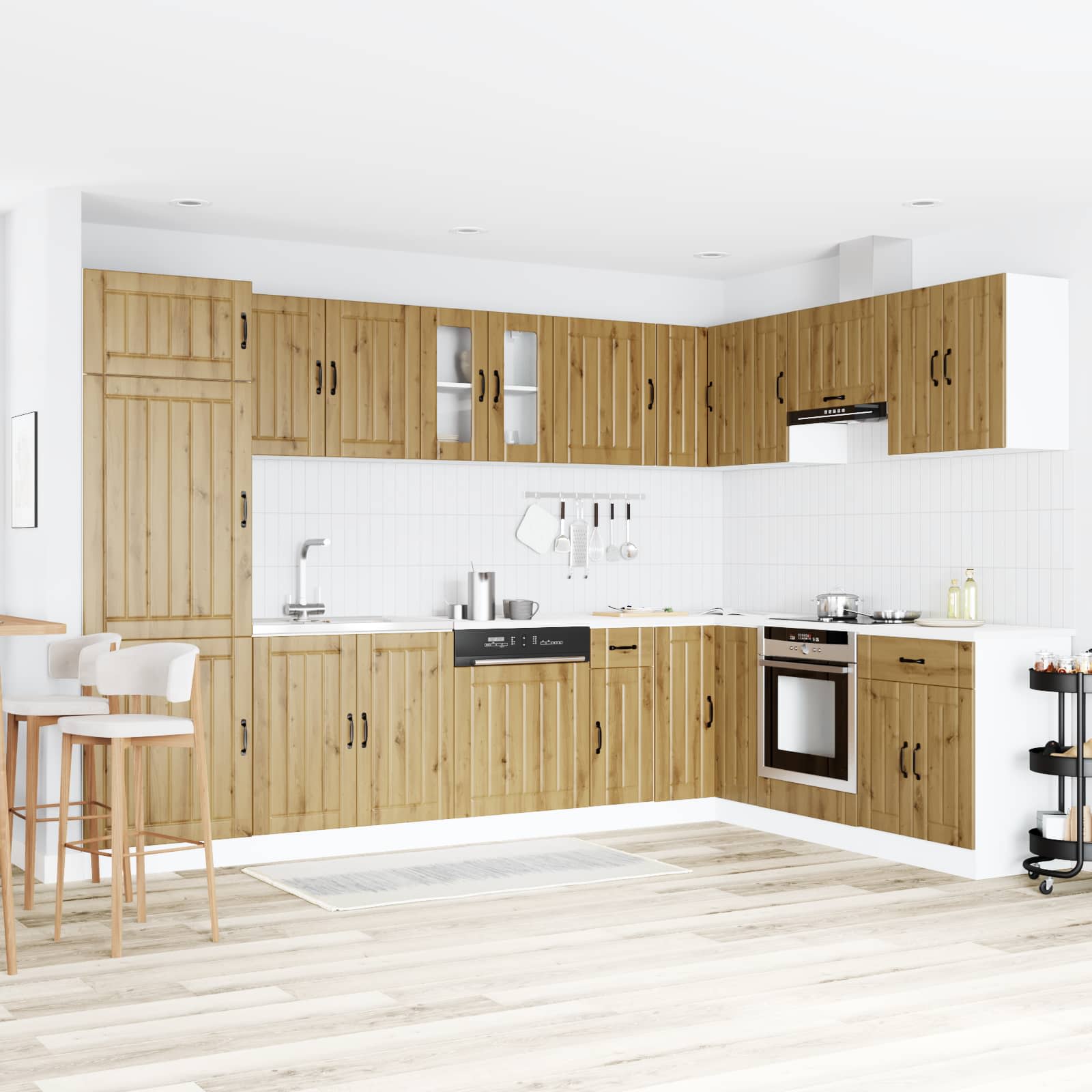 vidaXL Sink Base Cabinet Lucca 2 pcs Artisan Oak Engineered Wood 1