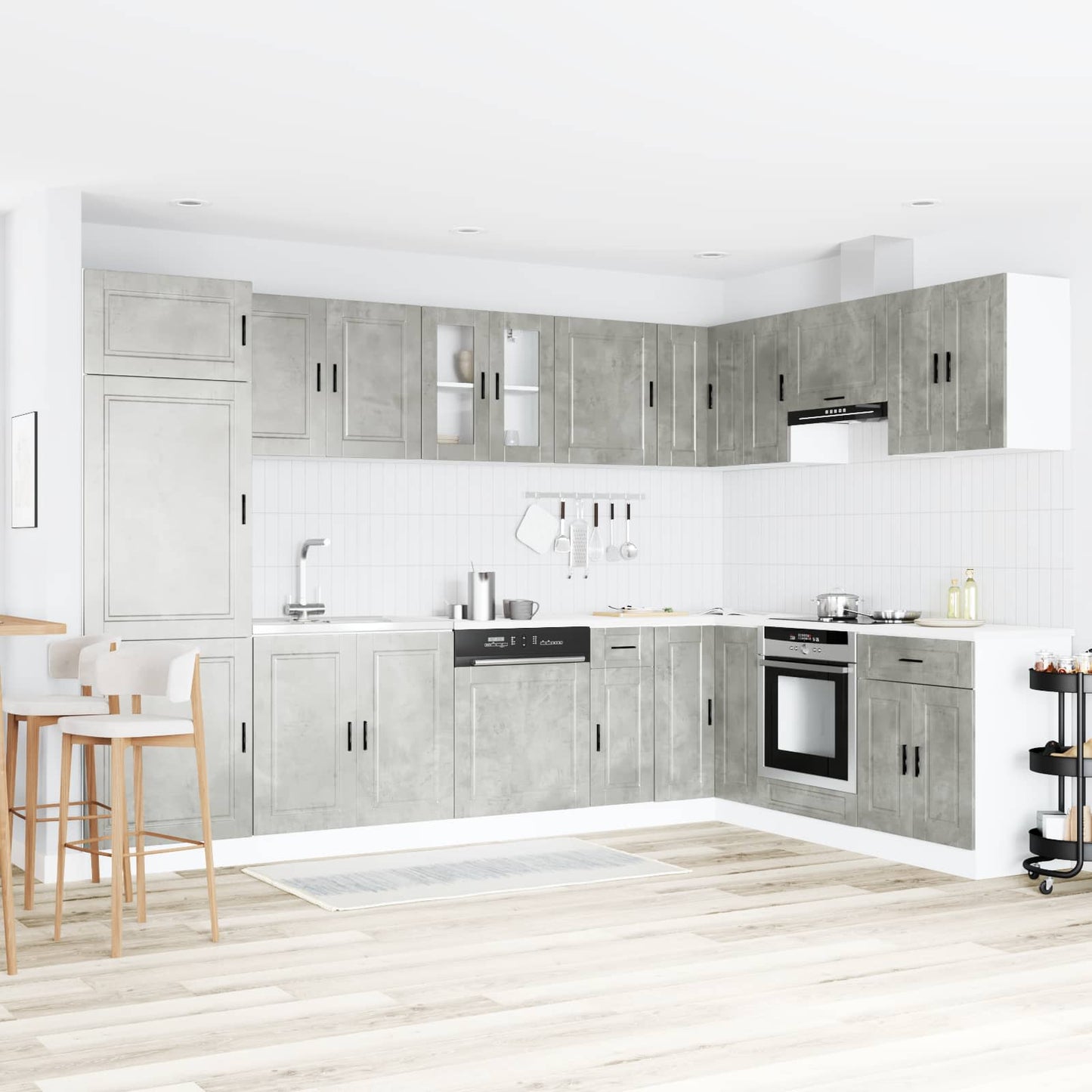 vidaXL Sink Base Cabinet Porto 2 pcs Grey 80 x 46 x 81.5 cm 1