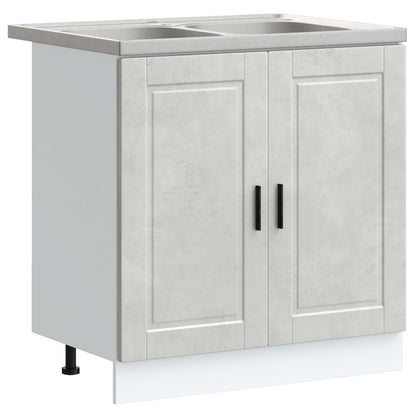 vidaXL Sink Base Cabinet Porto 2 pcs Grey 80 x 46 x 81.5 cm 2