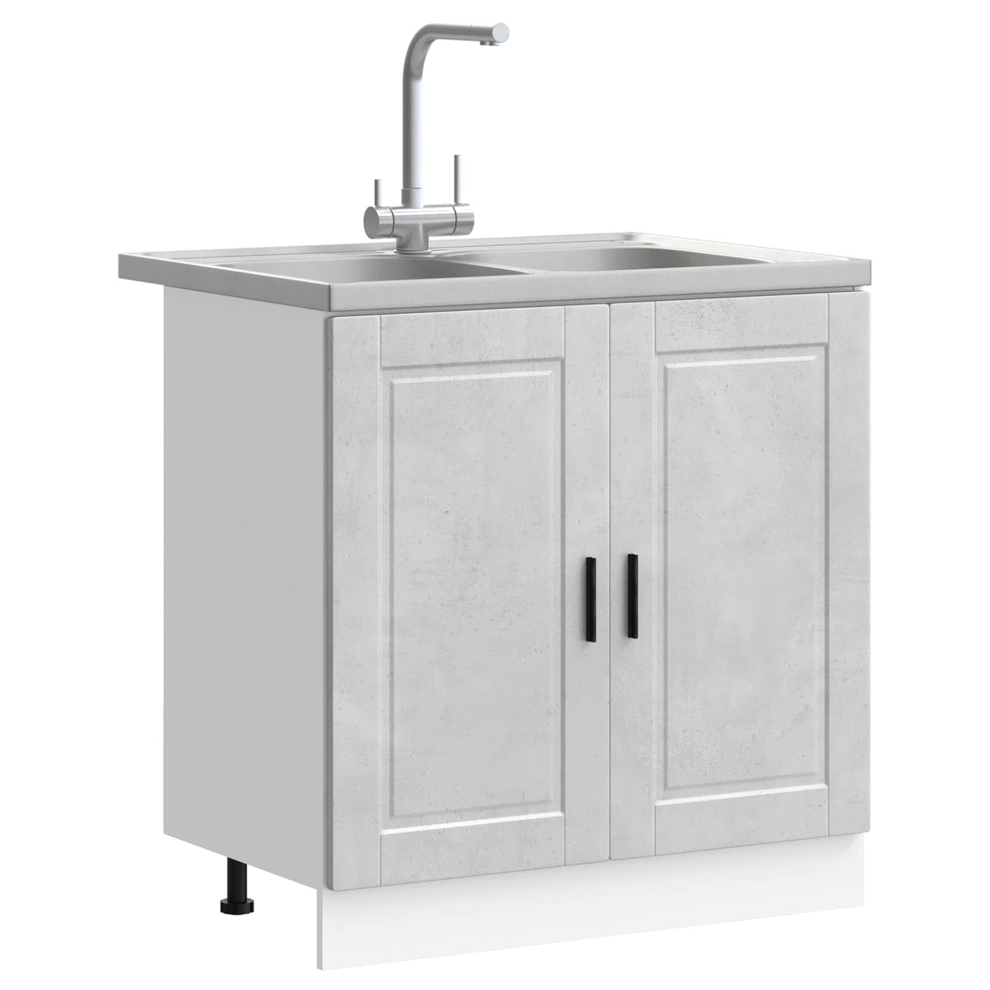 vidaXL Sink Base Cabinet Porto 2 pcs Grey 80 x 46 x 81.5 cm 3