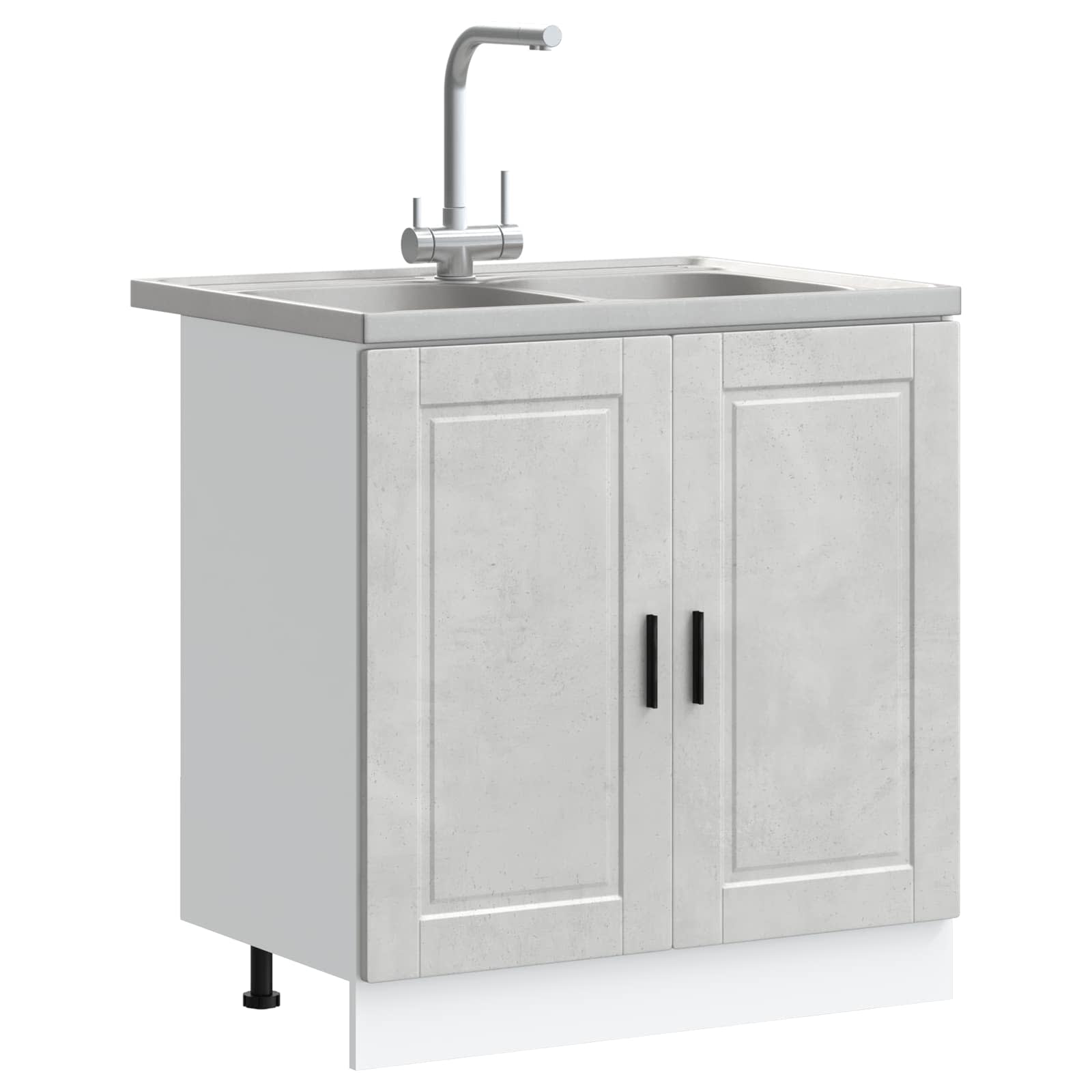 vidaXL Sink Base Cabinet Porto 2 pcs Grey 80 x 46 x 81.5 cm 3