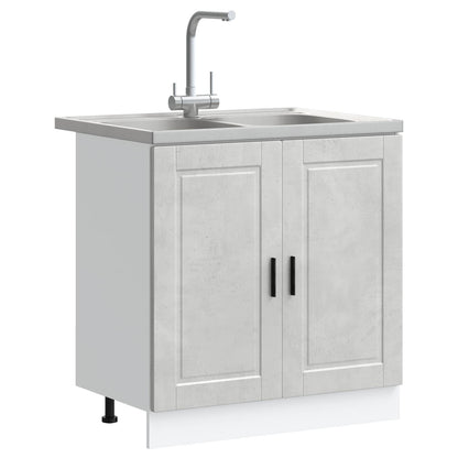 vidaXL Sink Base Cabinet Porto 2 pcs Grey 80 x 46 x 81.5 cm 3